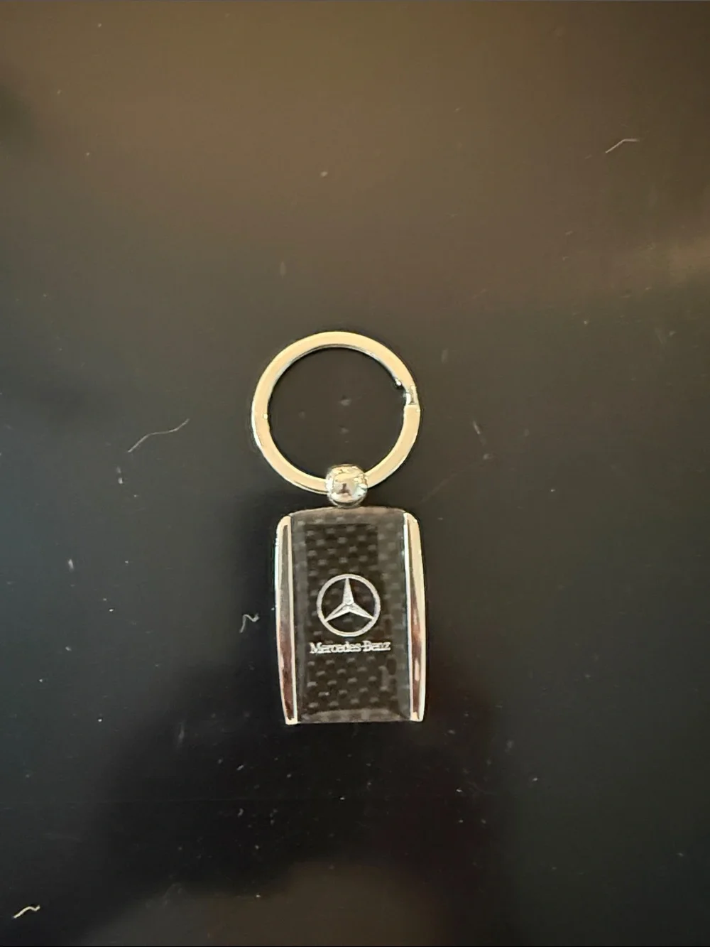 Black Carbon Fiber Keychain with Chrome Accents